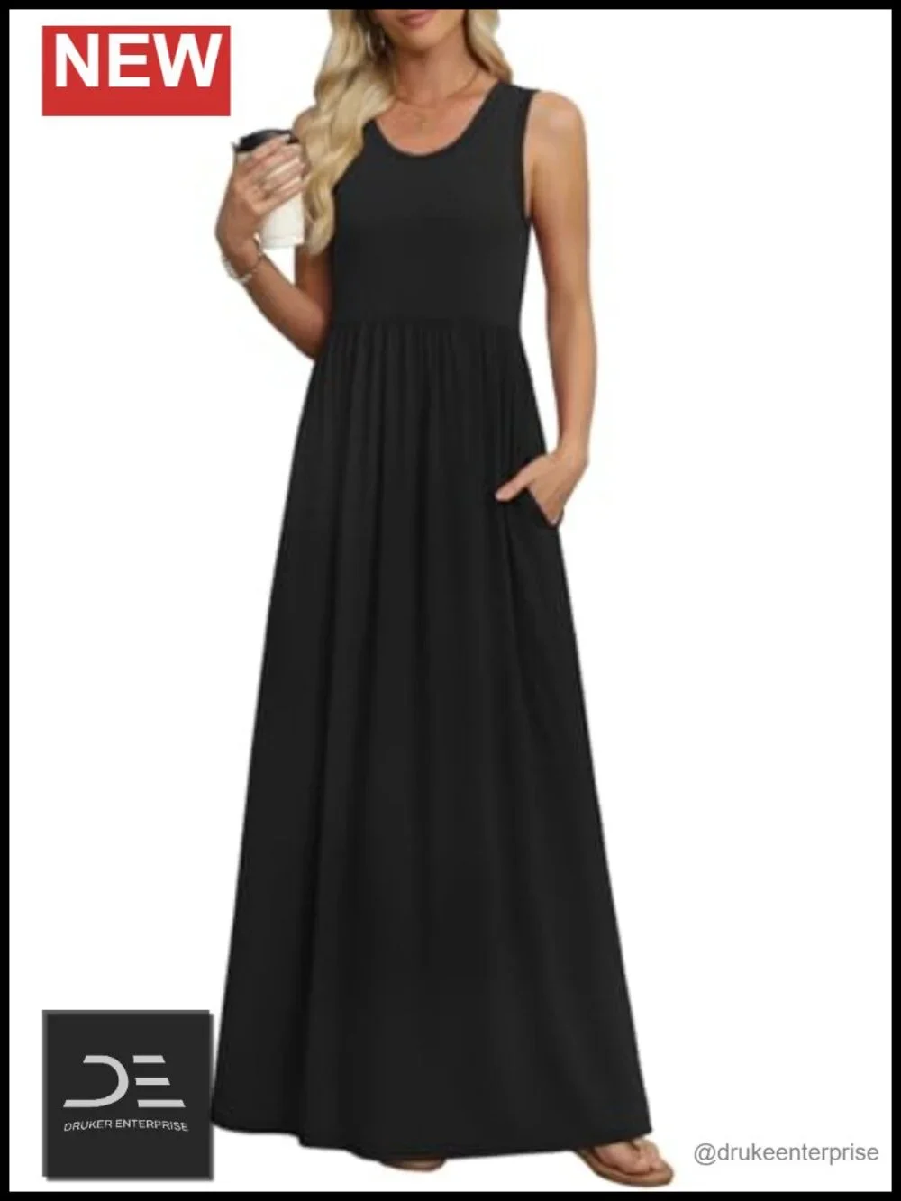 Sleeveless Loose Maxi Dress with Pockets Casual Long Dress Summer